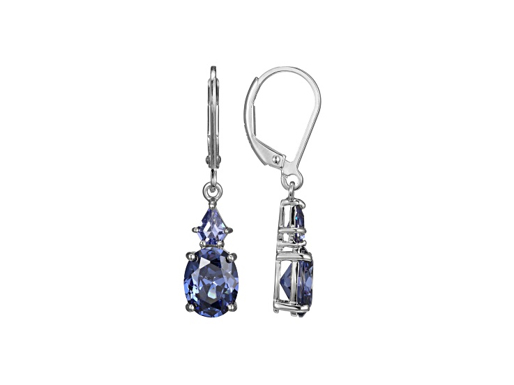 Blue Cubic Zirconia Platinum Over Silver December Birthstone Earrings 6.97ctw