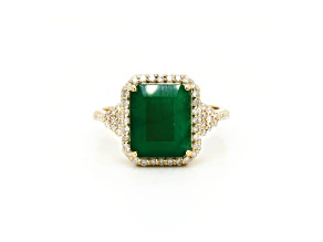 4.79 Ctw Emerald and 0.45 Ctw White Diamond Ring in 14K YG
