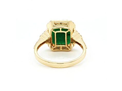 4.79 Ctw Emerald and 0.45 Ctw White Diamond Ring in 14K YG
