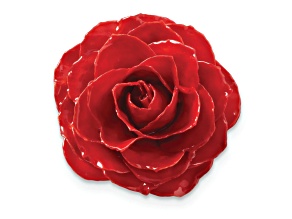 Lacquer Dipped Large Red Rose Pin Brooch