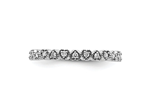 Sterling Silver Stackable Expressions Diamond Heart Ring 0.252ctw