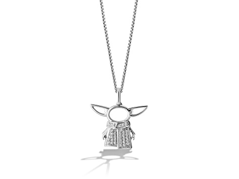 Star Wars™ Fine Jewelry Grogu™ White Diamond Accent 10k White Gold Pendant