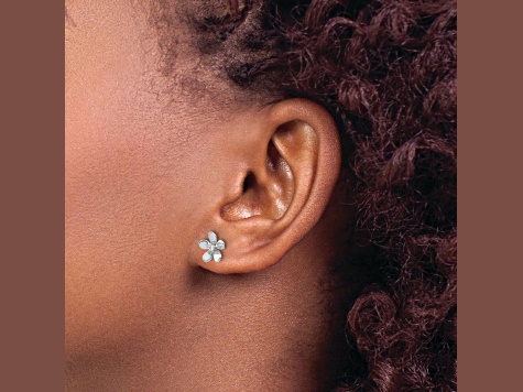 Rhodium Over 14k White Gold Diamond Stud Earrings