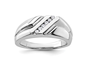 Rhodium Over 14K White Gold Lab Grown Diamond Men's Ring