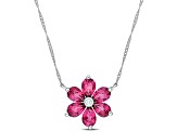 3.33ctw Pink Topaz And Diamond Accent 10k White Gold Floral Pendant With Chain