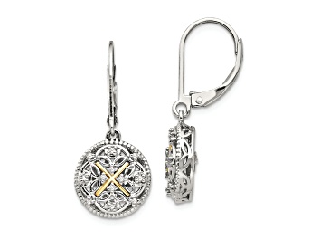 Picture of Sterling Silver Rhodium-plated with 14K Accent Diamond Vintage Earrings