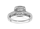 Rhodium Over 14K White Gold Diamond Cluster Engagement Ring 0.60ctw