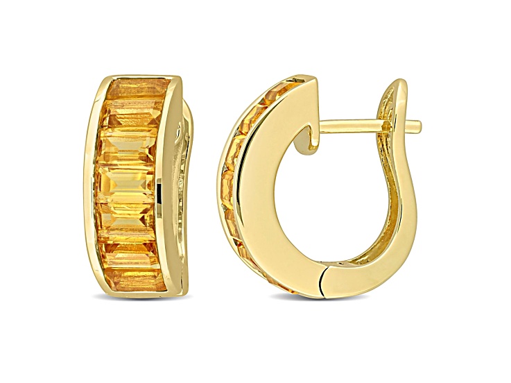 Citrine 18k Yellow Gold Over Sterling Silver Hoop Earrings 3.63ctw
