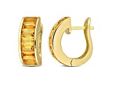 Citrine 18k Yellow Gold Over Sterling Silver Hoop Earrings 3.63ctw