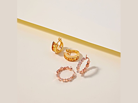 Citrine 18k Yellow Gold Over Sterling Silver Hoop Earrings 3.63ctw