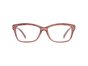 Pink Crystal Rectangular Frame Reading Glasses. Strength 2.00