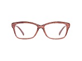 Pink Crystal Rectangular Frame Reading Glasses. Strength 2.00