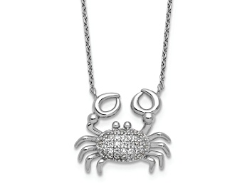 Picture of Rhodium Over Sterling Silver Polished Cubic Zirconia Crab Necklace