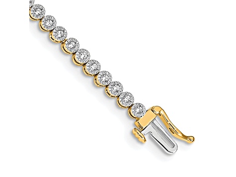 14K Yellow and White Gold Lab Grown Diamond VS/SI GH, Tennis Bracelet