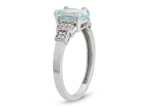 Aquamarine with Diamond Accent 10K White Gold Ring 1.72ctw