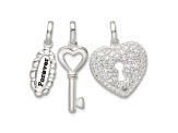 Sterling Silver Antiqued Cubic Zirconia 3 Piece Forever Pendant Set