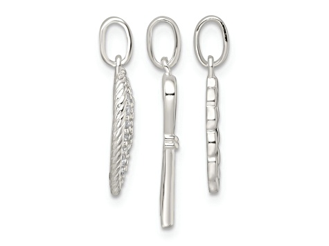 Sterling Silver Antiqued Cubic Zirconia 3 Piece Forever Pendant Set