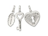 Sterling Silver Antiqued Cubic Zirconia 3 Piece Forever Pendant Set