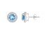 6mm Round Simulated Aquamarine And Created White Sapphire 10k White Gold Halo Stud Earrings