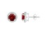 6mm Round Garnet And Created White Sapphire 10k White Gold Halo Stud Earrings