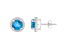 6mm Round Blue Topaz And Created White Sapphire 10k White Gold Halo Stud Earrings