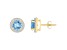 6mm Round Simulated Aquamarine And Created White Sapphire 10k Yellow Gold Halo Stud Earrings