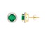 6mm Round Created Emerald And Created White Sapphire 10k Yellow Gold Halo Stud Earrings