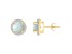 6mm Round Created Opal And Created White Sapphire 10k Yellow Gold Halo Stud Earrings