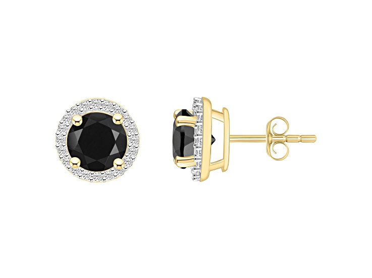 6mm Round Black Onyx And Created White Sapphire 10k Yellow Gold