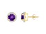 6mm Round Amethyst And Created White Sapphire 10k Yellow Gold Halo Stud Earrings