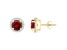 6mm Round Garnet And Created White Sapphire 10k Yellow Gold Halo Stud Earrings