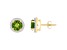 6mm Round Peridot And Created White Sapphire 10k Yellow Gold Halo Stud Earrings