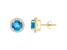 6mm Round Blue Topaz And Created White Sapphire 10k Yellow Gold Halo Stud Earrings