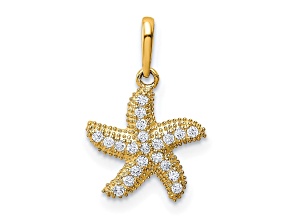 14K Yellow Gold Cubic Zirconia Starfish Pendant
