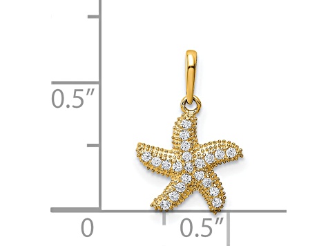 14K Yellow Gold Cubic Zirconia Starfish Pendant