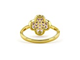 Amethyst 18K Yellow Gold Over Sterling Silver 4-Leaf Clover Cluster Ring
