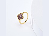 Amethyst 18K Yellow Gold Over Sterling Silver 4-Leaf Clover Cluster Ring