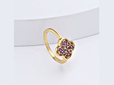 Amethyst 18K Yellow Gold Over Sterling Silver 4-Leaf Clover Cluster Ring