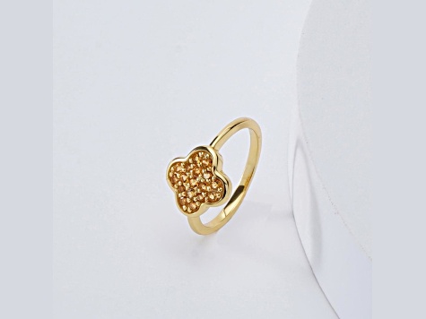 Citrine 18K Yellow Gold Over Sterling Silver 4-Leaf Clover Cluster Ring
