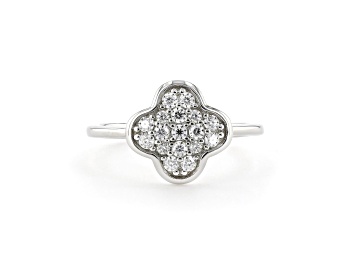 Picture of Moissanite Rhodium Over Sterling Silver 4-Leaf Clover Cluster Ring