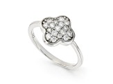 Moissanite Rhodium Over Sterling Silver 4-Leaf Clover Cluster Ring