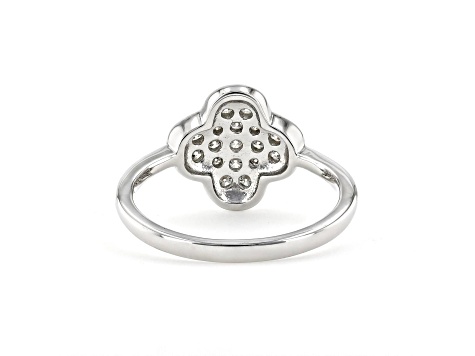 Moissanite Rhodium Over Sterling Silver 4-Leaf Clover Cluster Ring