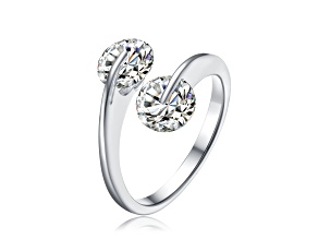 Clear Cubic Zirconia, Rhodium Over Sterling Silver Bypass Ring 2.5ctw