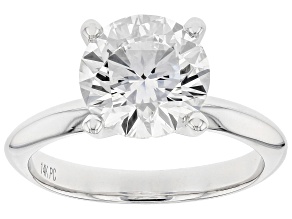 14K White Gold Round IGI Certified Lab Grown Diamond Solitaire Ring 3.0ct, F Color/VS1 Clarity
