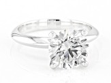 14K White Gold Round IGI Certified Lab Grown Diamond Solitaire Ring 3.0ct, F Color/VS1 Clarity