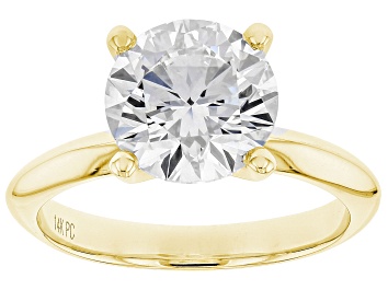Picture of 14K Yellow Gold Round IGI Certified Lab Grown Diamond Solitaire Ring 3.0ct, F Color/VS1 Clarity