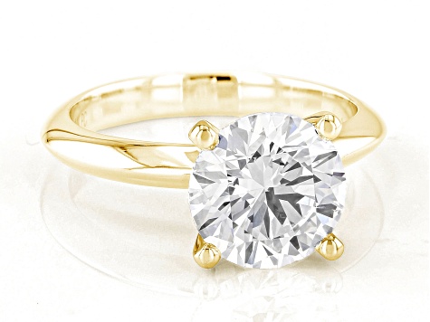 14K Yellow Gold Round IGI Certified Lab Grown Diamond Solitaire Ring 3.0ct, F Color/VS1 Clarity