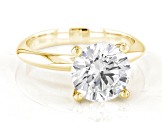 14K Yellow Gold Round IGI Certified Lab Grown Diamond Solitaire Ring 3.0ct, F Color/VS1 Clarity