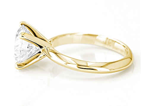 14K Yellow Gold Round IGI Certified Lab Grown Diamond Solitaire Ring 3.0ct, F Color/VS1 Clarity