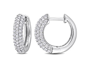 0.63ctw Created Moissanite Multi-Row Hoop Earrings in Sterling Silver